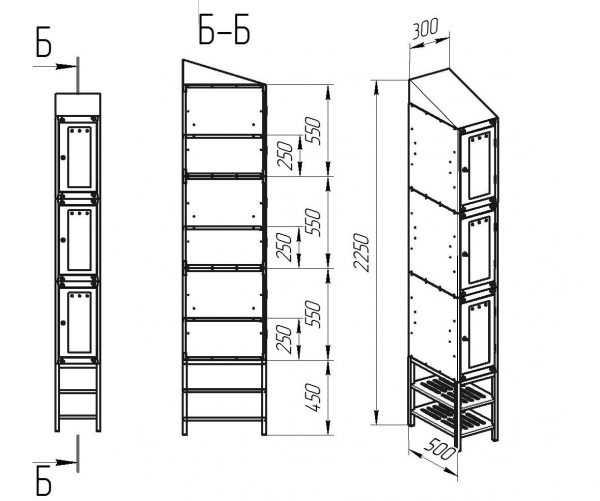 Шкаф ШМ-13, 1 мм, наклонная крыша + подставка под шкаф